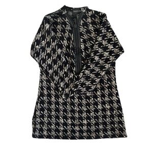 Frank Lyman Houndstooth Diamanté Rhinestone Zipper Tunic Size Small (6)